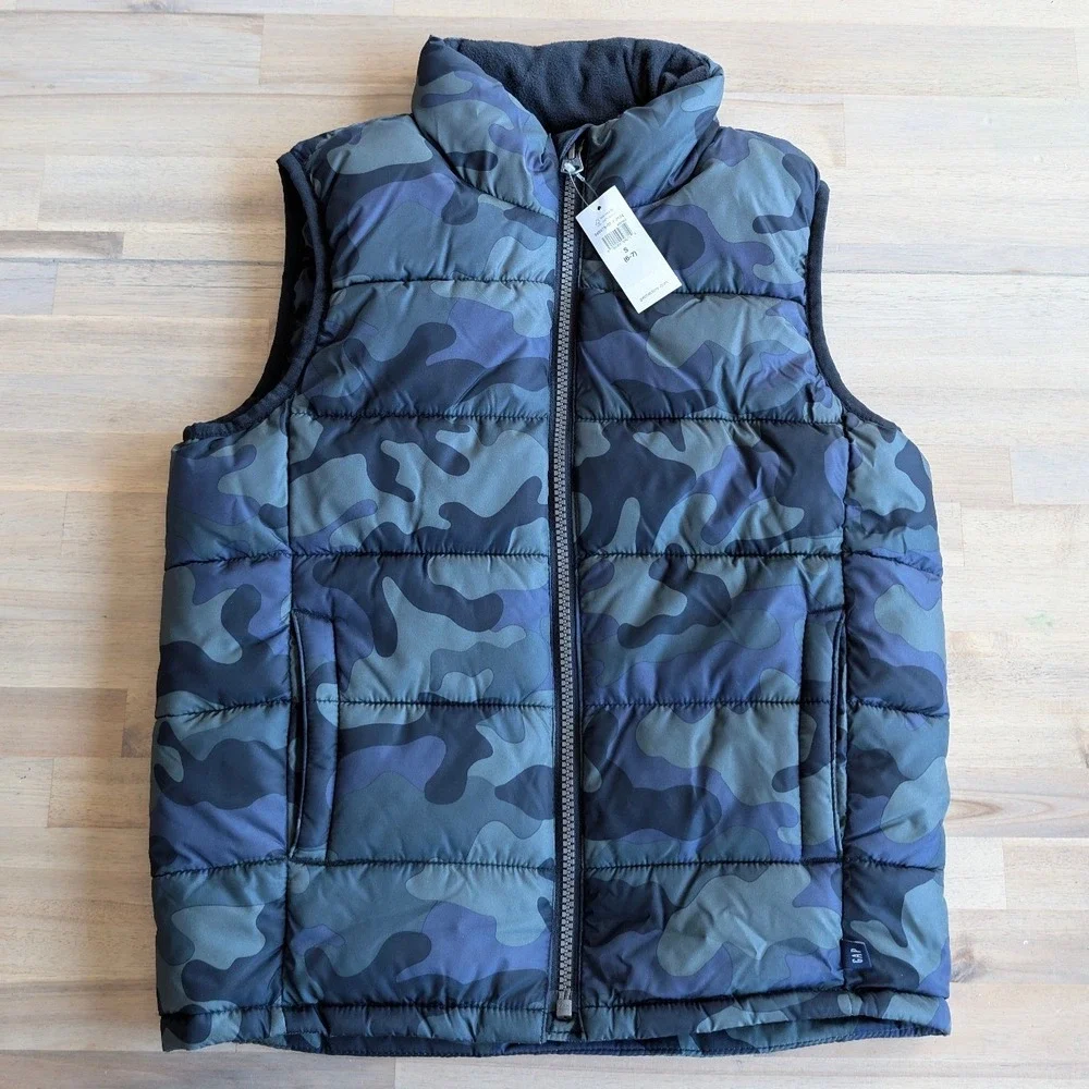 GAP Kids Camo Puffer‎ Vest Size S 6-7 Cold Control Water Resistant Boys NEW